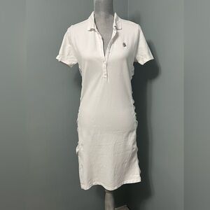 TOMMY BAHAMA white, side-shirred collared polo dress Women’s size Large